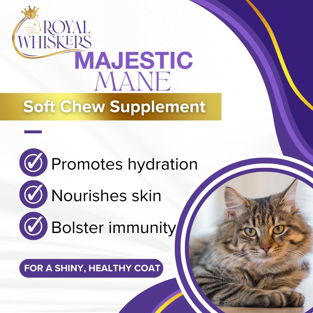 Royal Whiskers Majestic Mane Allergy and Coat Chews for Cats