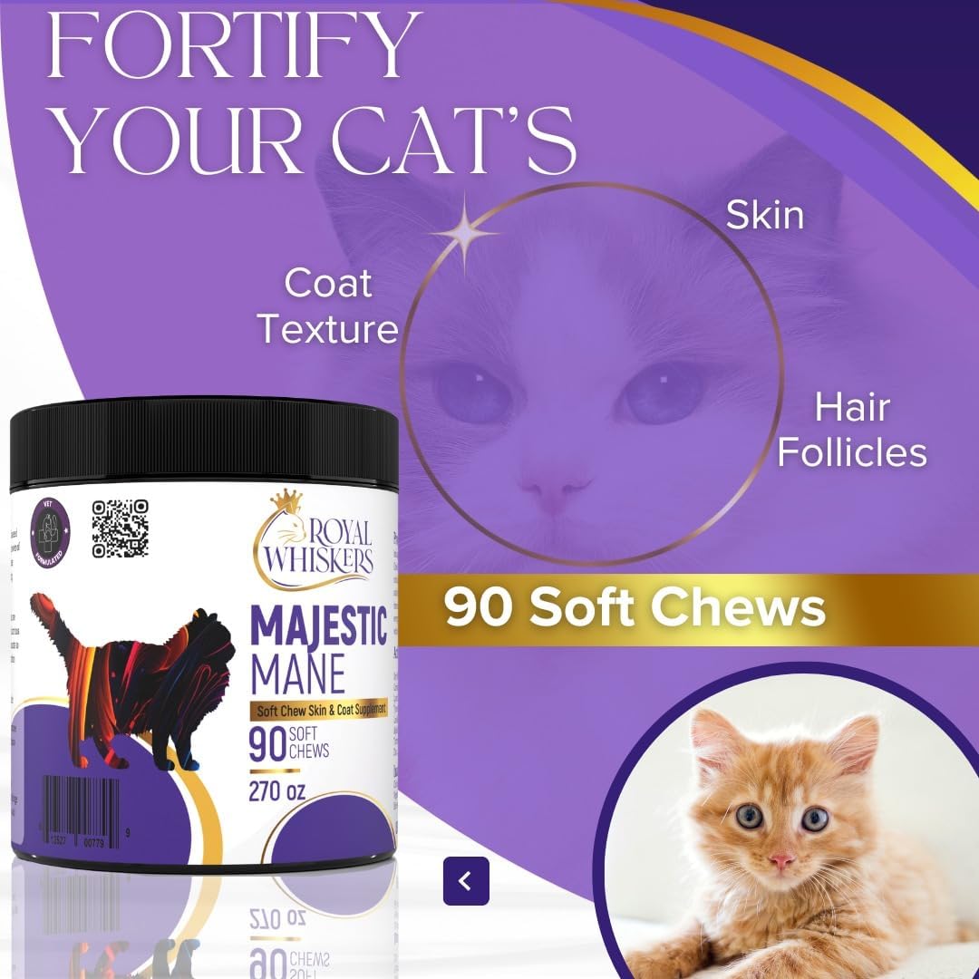 Royal Whiskers Majestic Mane Allergy and Coat Chews for Cats