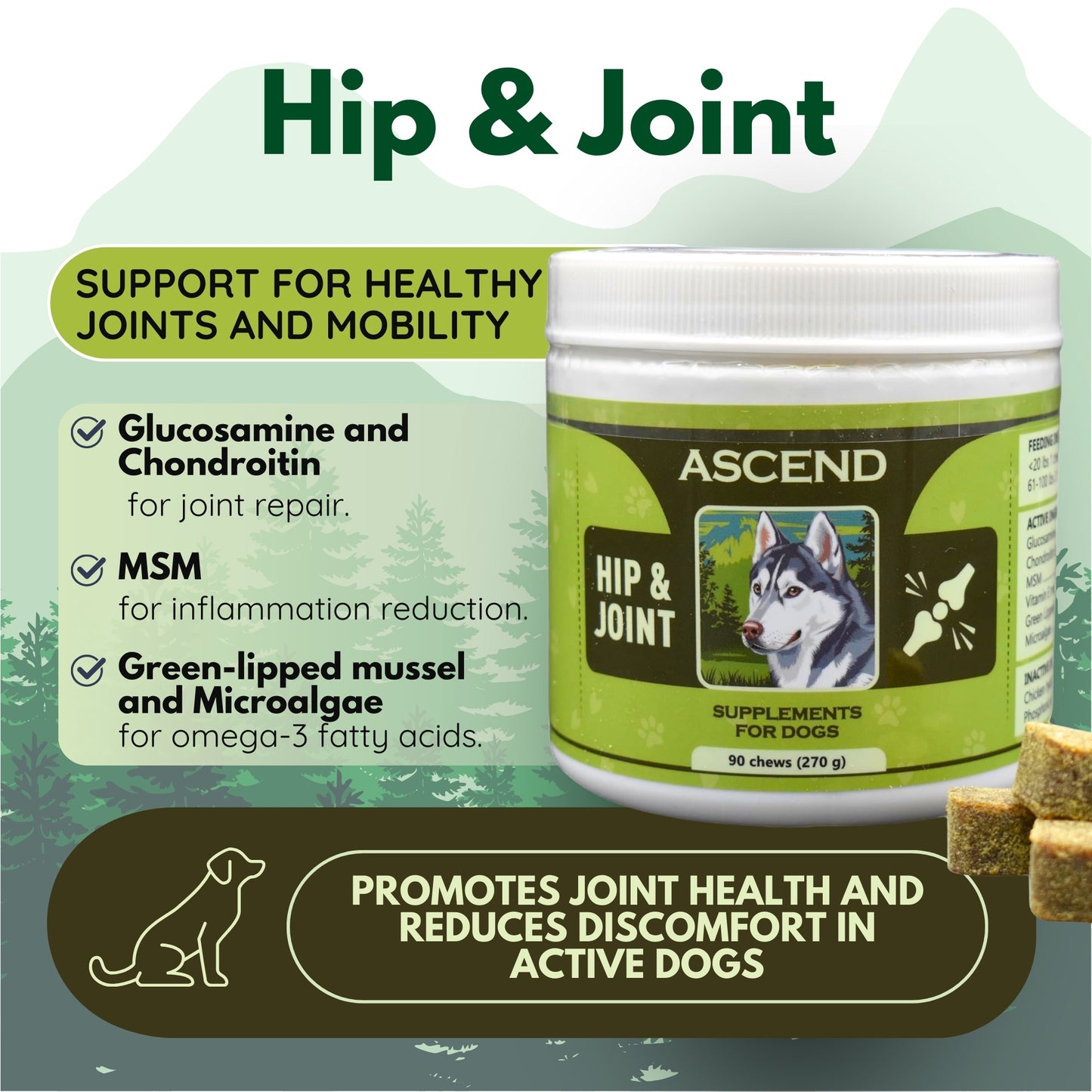 Ascend Hip & Joint Supplements - 90 Chews