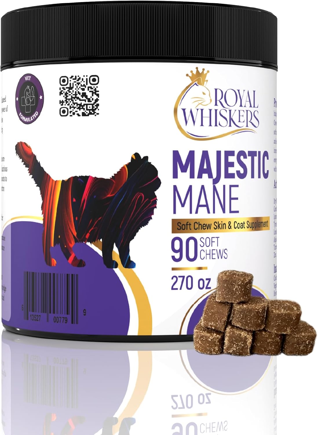 Royal Whiskers Majestic Mane Allergy and Coat Chews for Cats